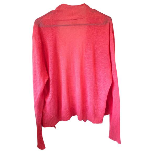 Eileen Fisher Linen Open Front Waterfall Cardigan Size XL Pink - Picture 2 of 4